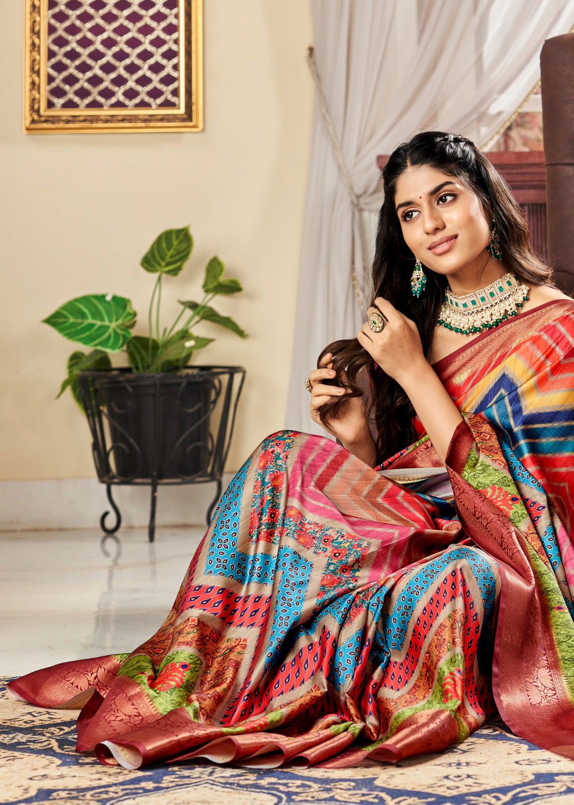 Sunheri Rajpath Designer Satin Printed Sarees Catalog